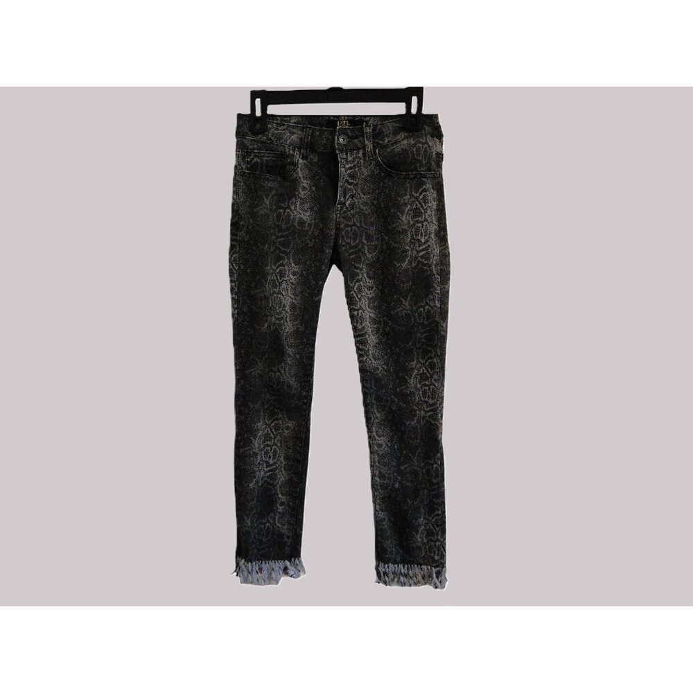 Lucky & Blessed Womens Jean Ankle Skinny Fringe Hem Gray & Black Size 4 - Picture 2 of 11